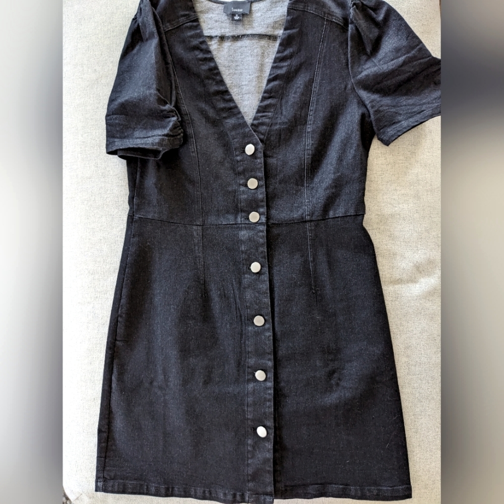 ✨ Nordstrom Black Denim Mini Dress with Stretch
